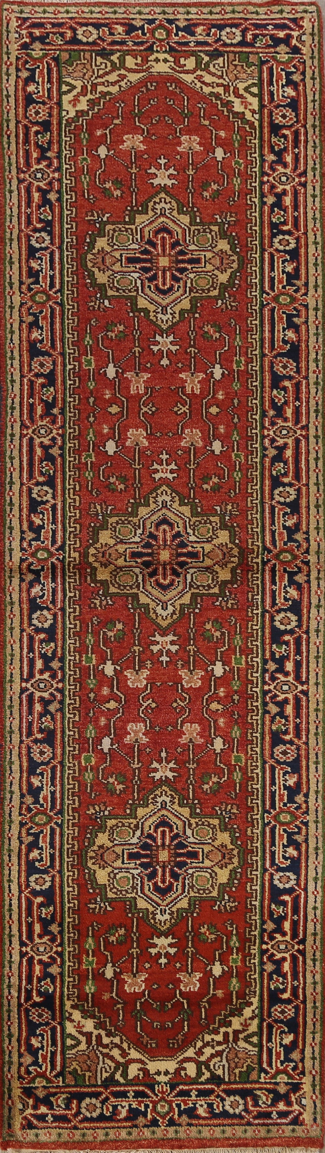 Geometric Heriz Oriental Runner Rug 3x10