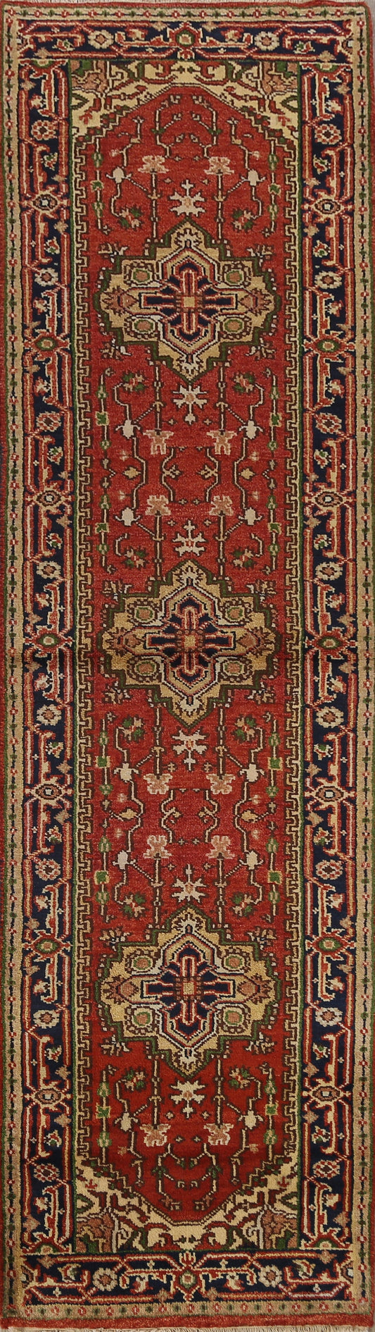 Geometric Heriz Oriental Runner Rug 3x10