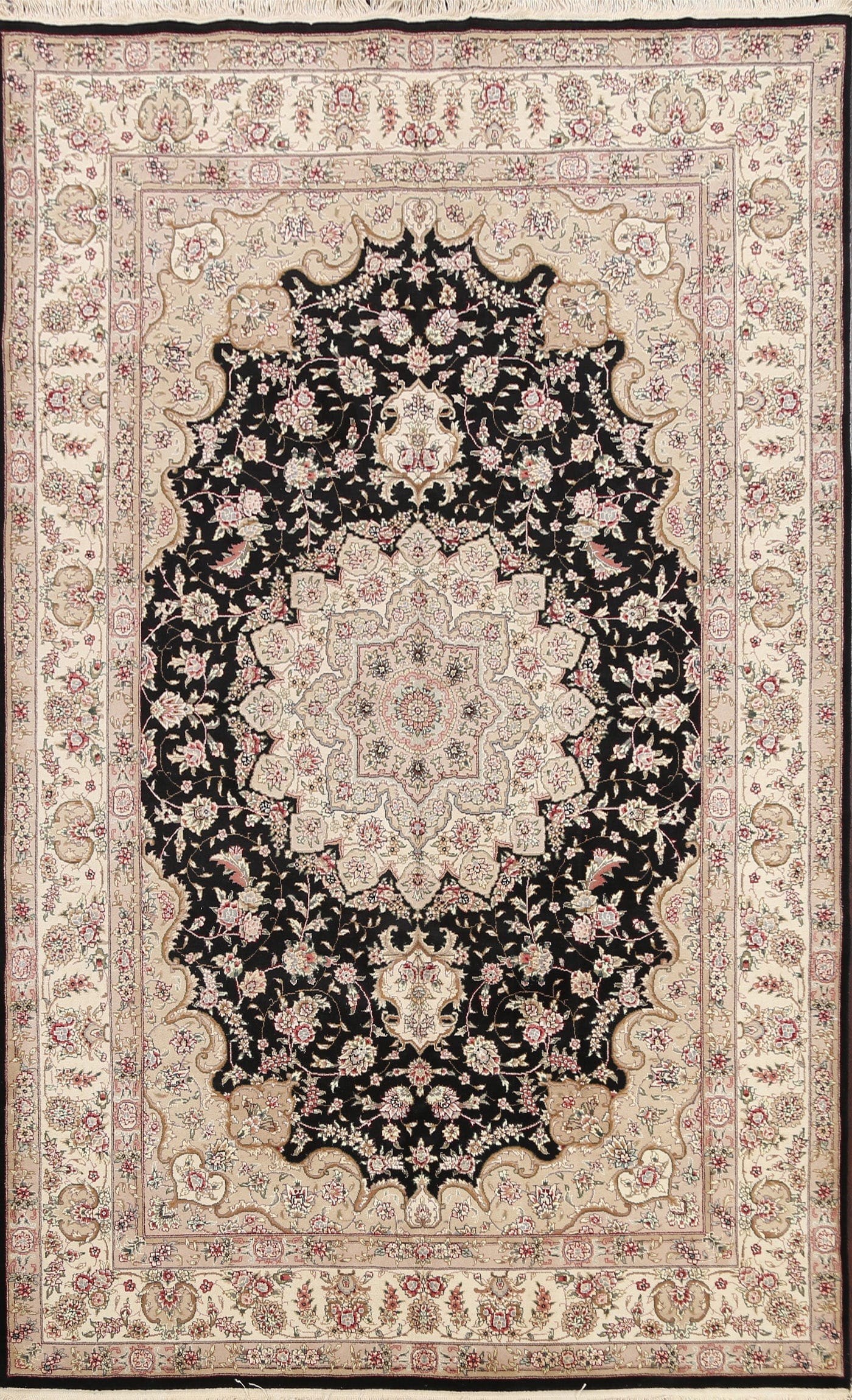 100% Vegetable Dye Wool/ Silk Aubusson Oriental Area Rug 6x9