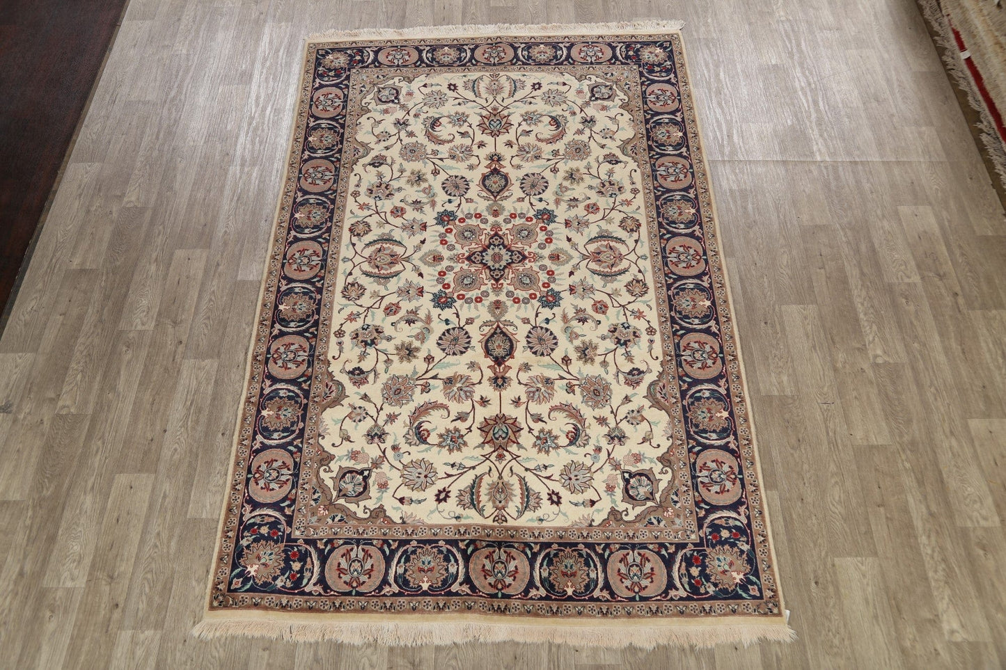 Vegetable Dye Floral Kashan Oriental Area Rug 6x9