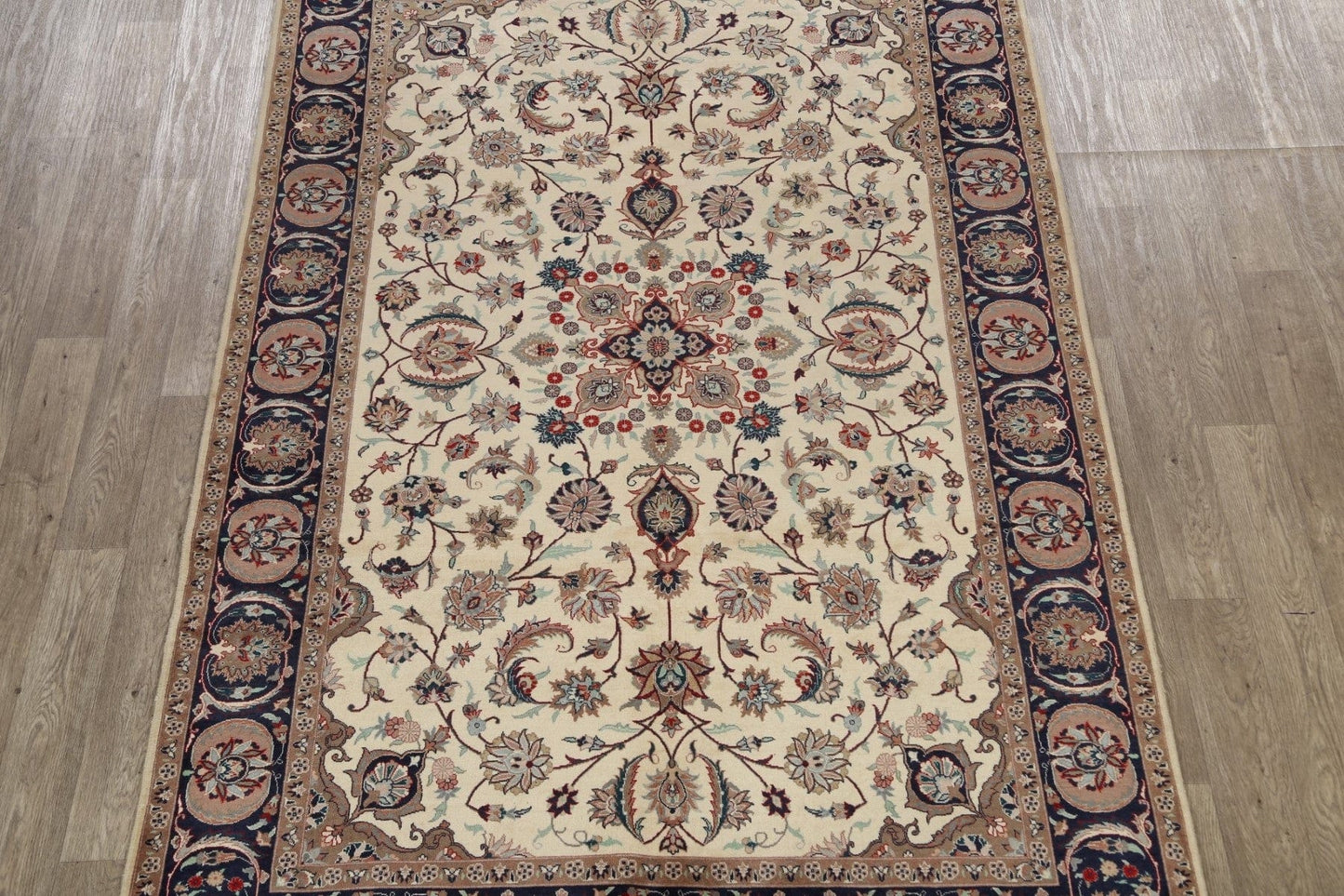 Vegetable Dye Floral Kashan Oriental Area Rug 6x9