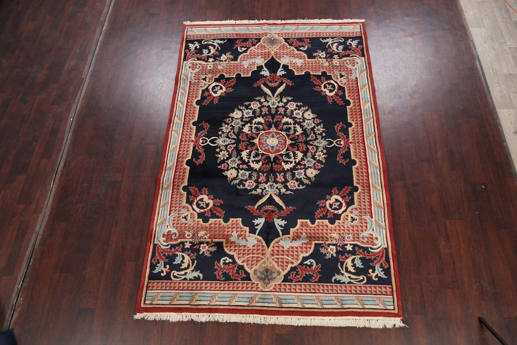 Navy Blue Aubusson Oriental Area Rug 6x9