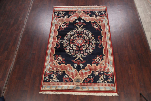 Navy Blue Aubusson Oriental Area Rug 6x9