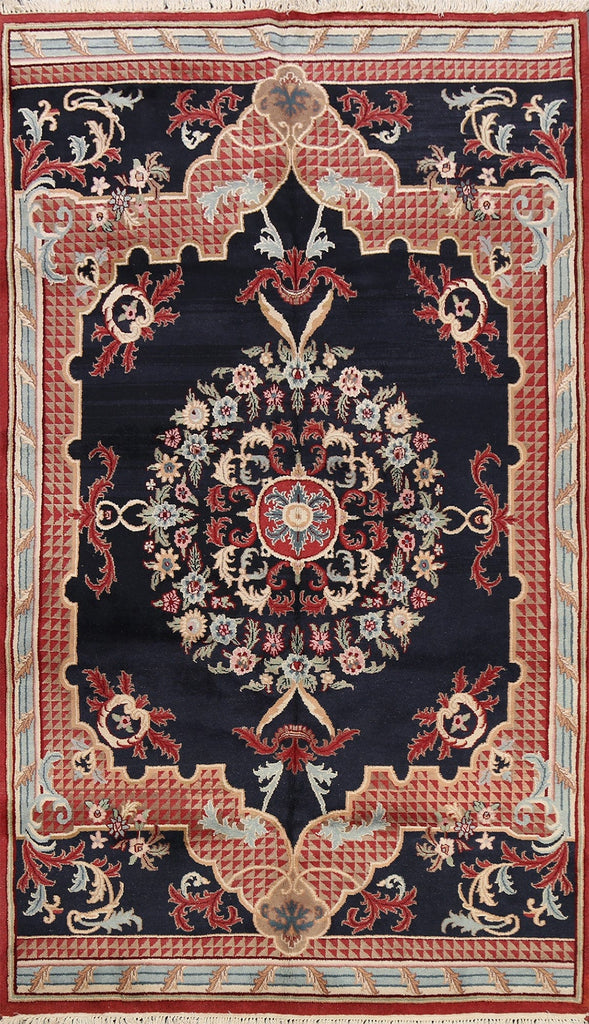 Navy Blue Aubusson Oriental Area Rug 6x9