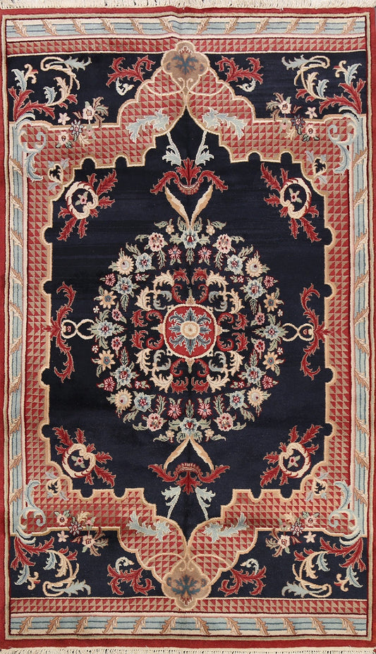 Navy Blue Aubusson Oriental Area Rug 6x9