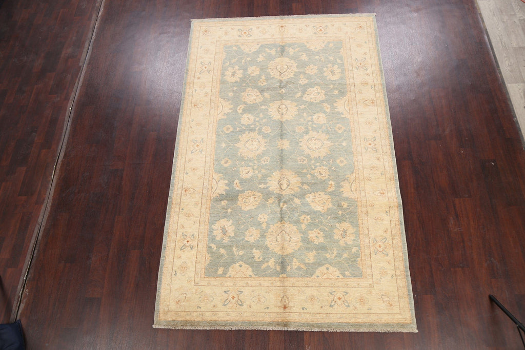 100% Vegetable Dye Floral Peshawar Oriental Area Rug 6x9