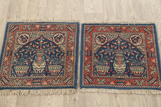 Set of 2 Square Floral Sarouk Persian Area Rugs 2x2