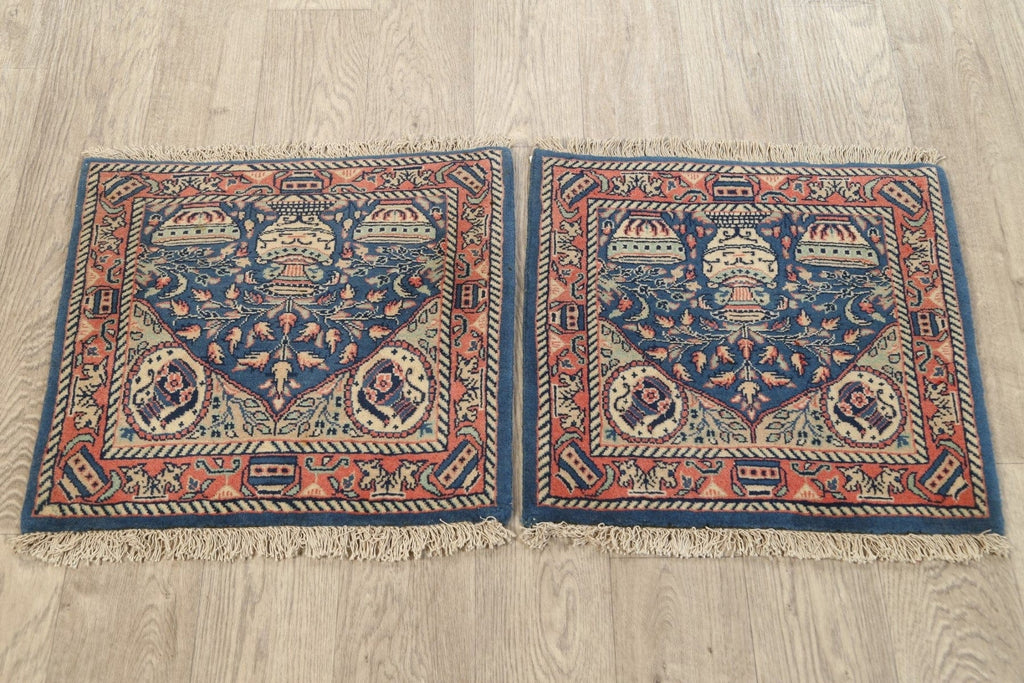 Set of 2 Square Floral Sarouk Persian Area Rug 2x2