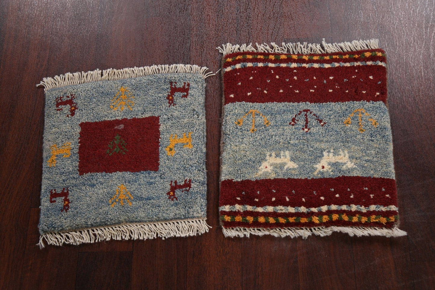 Set of 2 Square Tribal Gabbeh Persian Area Rugs 1x1