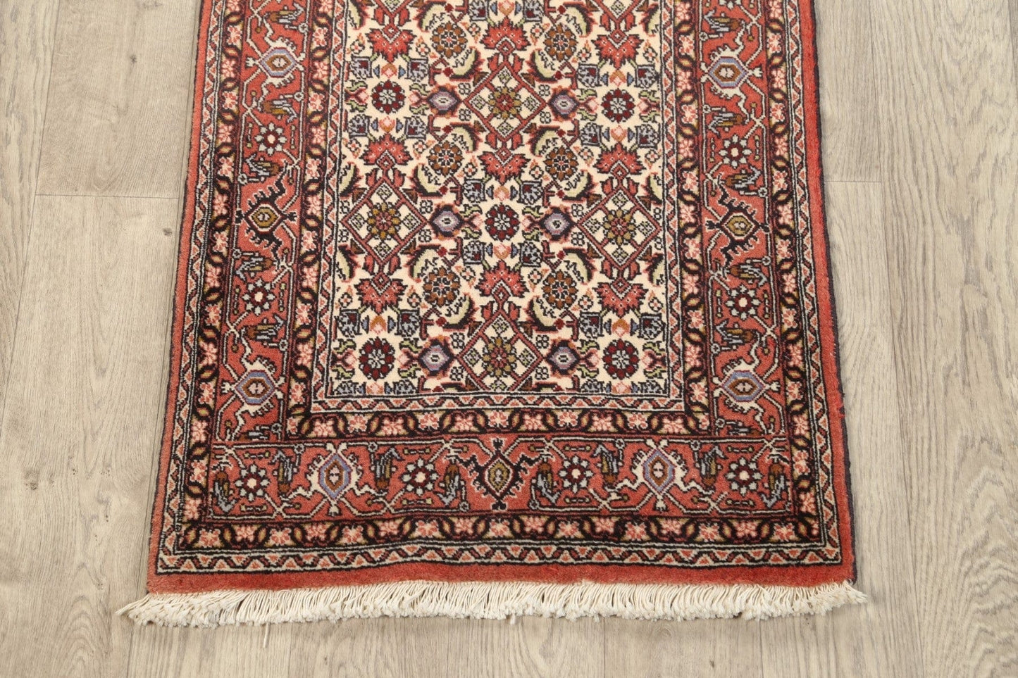 Vegetable Dye Geometric Bidjar Persian Runner Rug 2x8