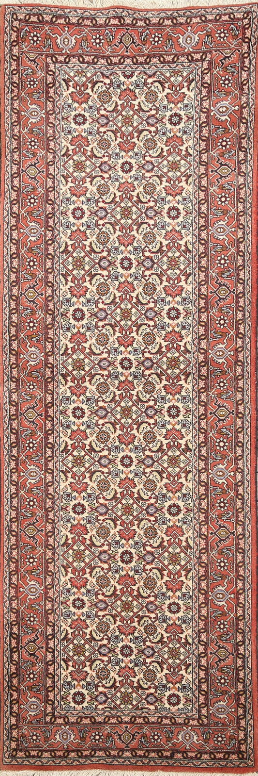 Vegetable Dye Geometric Bidjar Persian Runner Rug 2x8