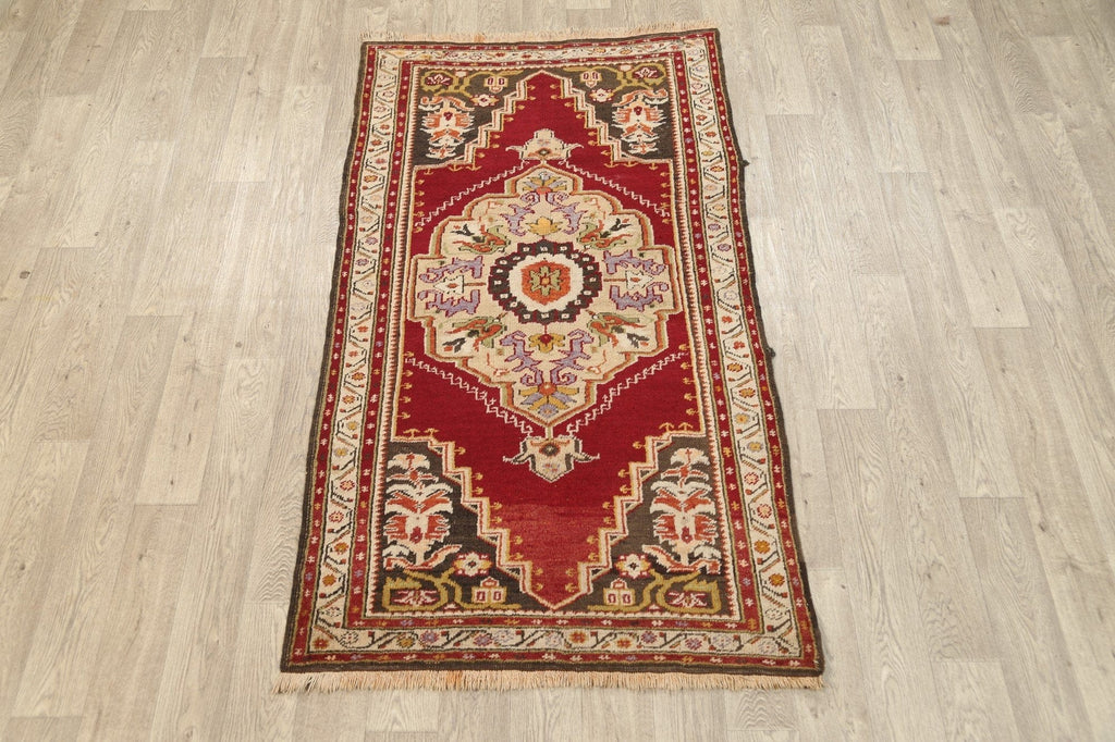 Vegetable Dye Geometric Anatolian Oriental Area Rug 4x7