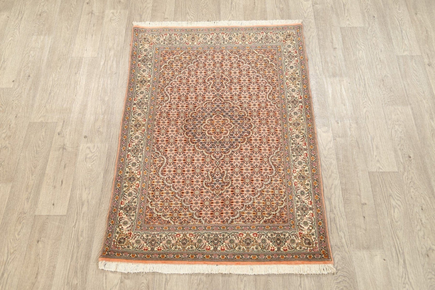 Vegetable Dye Wool/ Silk Tabriz Mahi Persian Area Rug 3x5