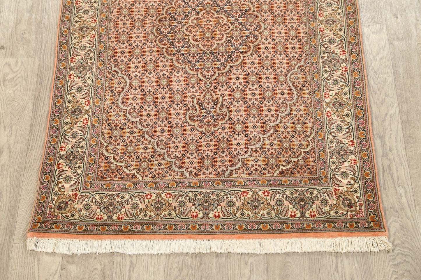 Vegetable Dye Wool/ Silk Tabriz Mahi Persian Area Rug 3x5