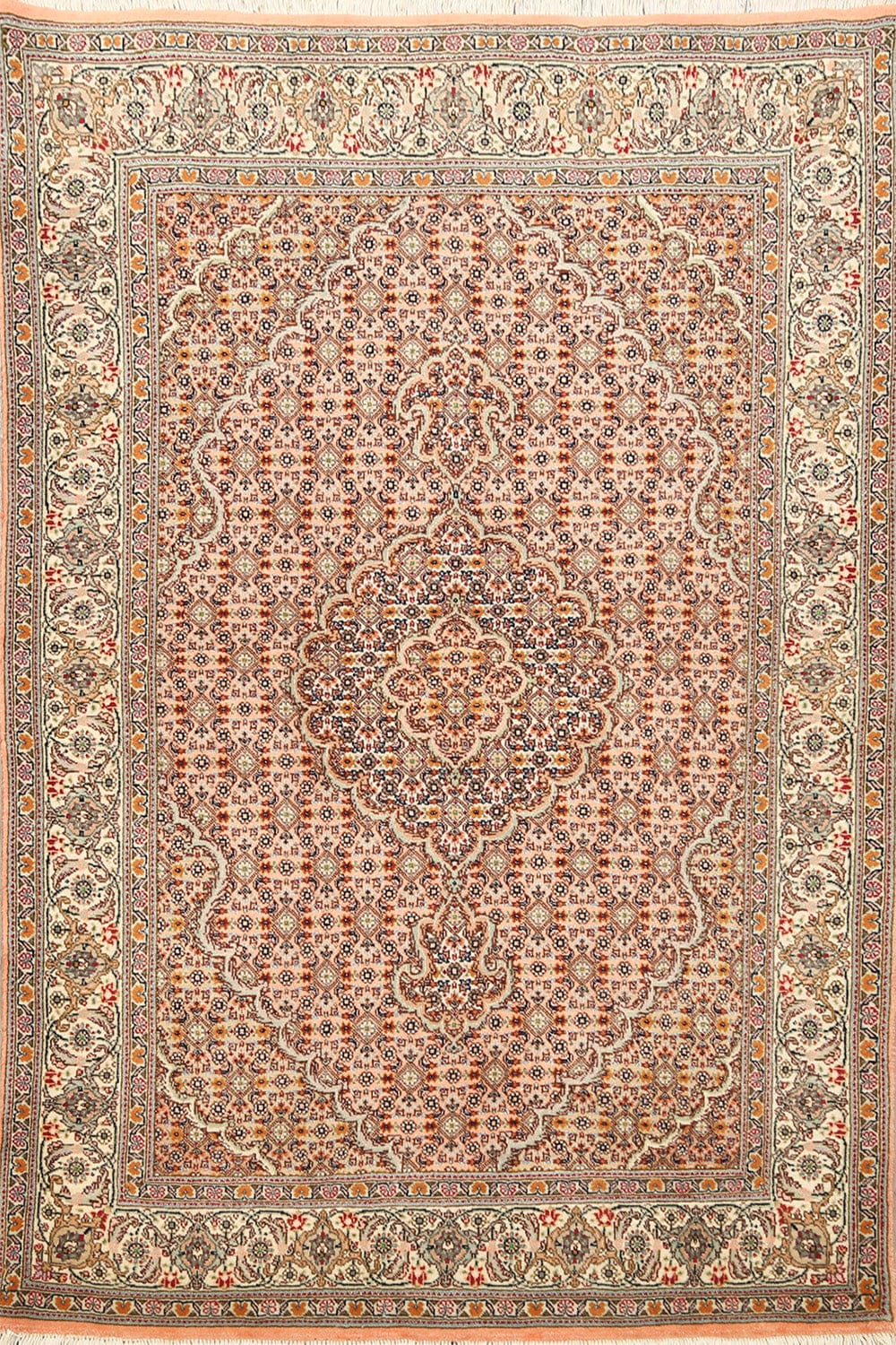 Vegetable Dye Wool/ Silk Tabriz Mahi Persian Area Rug 3x5