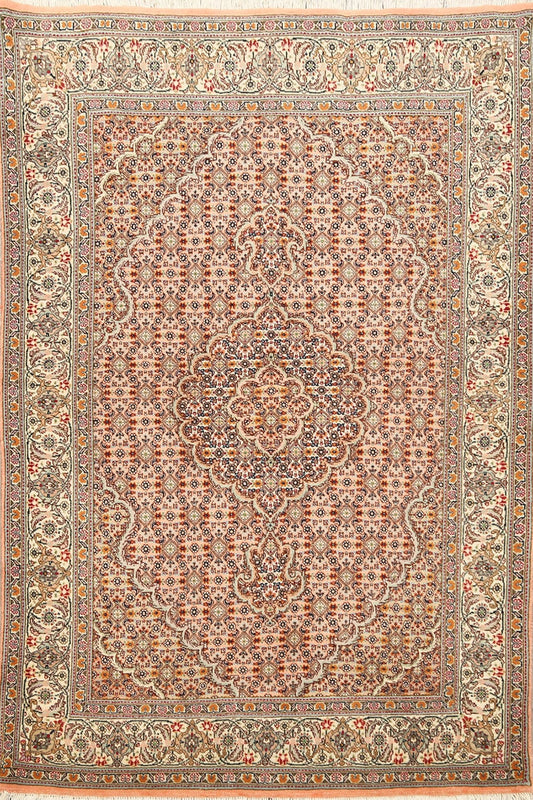 Vegetable Dye Wool/ Silk Tabriz Mahi Persian Area Rug 3x5