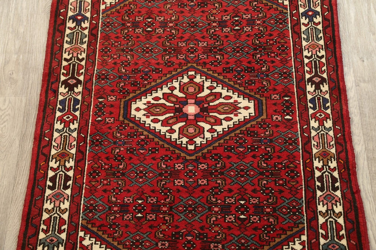 Geometric Hamedan Persian Area Rug 4x5