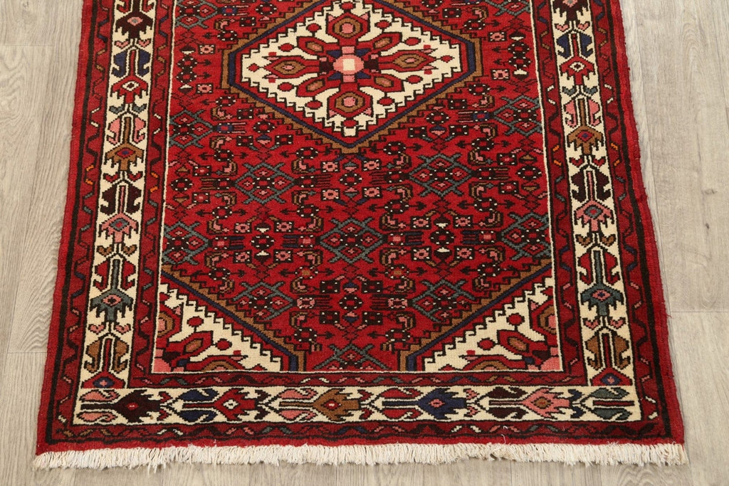 Geometric Hamedan Persian Area Rug 4x5