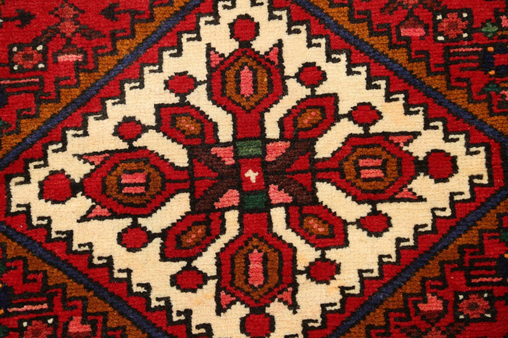 Geometric Hamedan Persian Area Rug 4x5