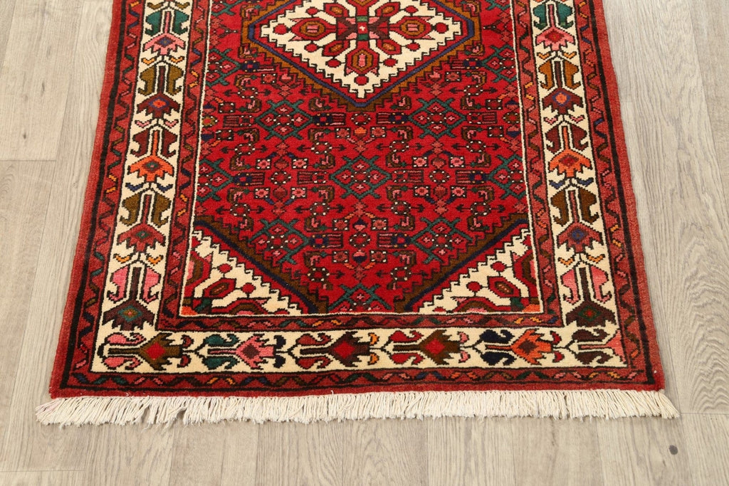 Geometric Hamedan Persian Area Rug 4x5