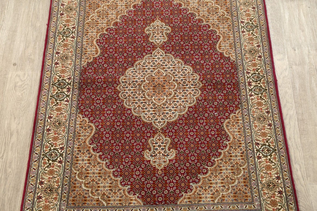 Vegetable Dye Wool/ Silk Tabriz Mahi Persian Area Rug 4x5