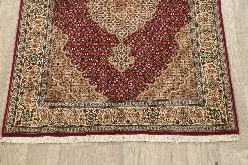 Vegetable Dye Wool/ Silk Tabriz Mahi Persian Area Rug 4x5