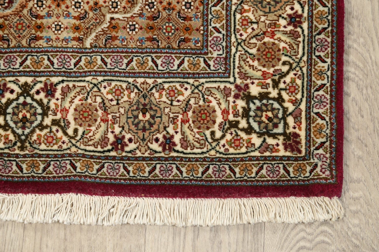 Vegetable Dye Wool/ Silk Tabriz Mahi Persian Area Rug 4x5