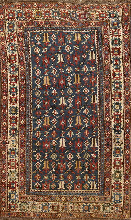 Pre-1900 Antique Vegetable Dye Caucasian Persian Rug 4x5