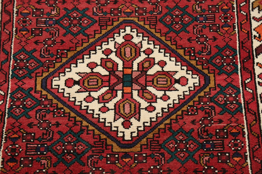 Geometric Hamedan Persian Area Rug 4x5