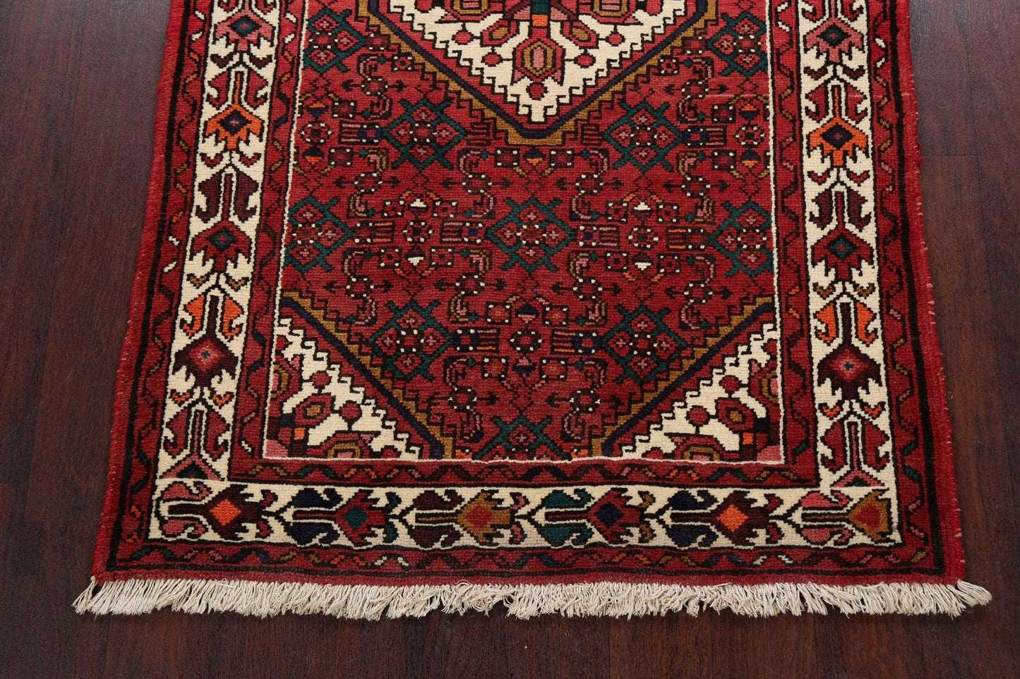 Geometric Hamedan Persian Area Rug 4x5