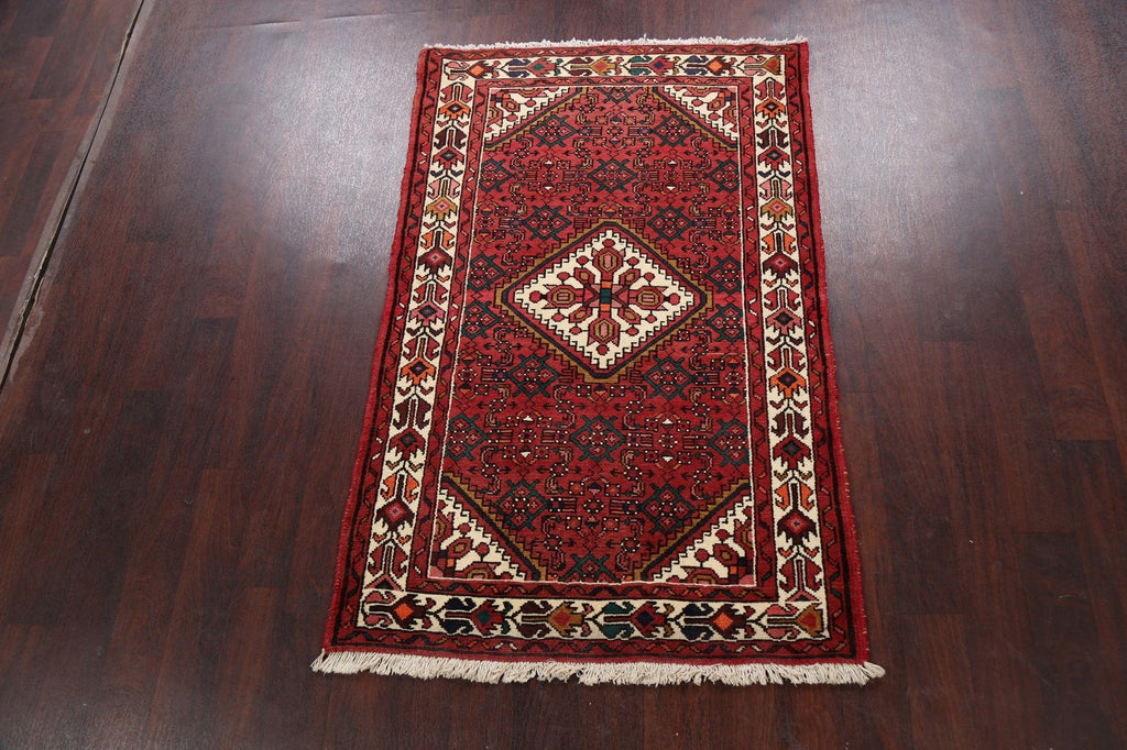 Geometric Hamedan Persian Area Rug 4x5