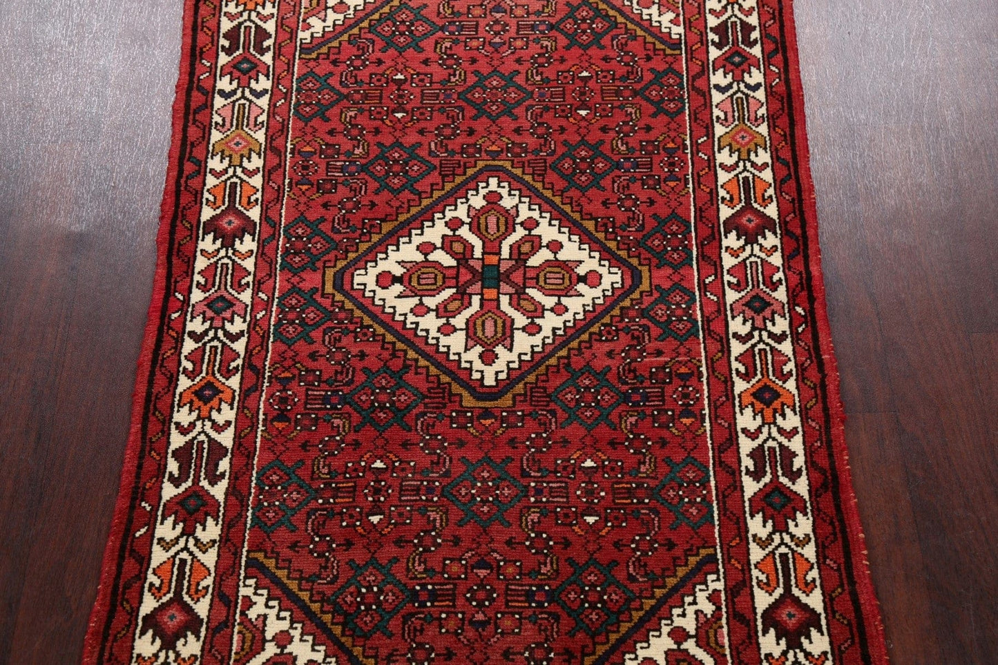 Geometric Hamedan Persian Area Rug 4x5