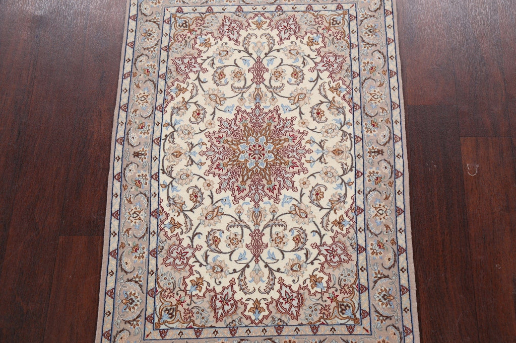 Vegetable Dye Wool/ Silk Floral Isfahan Persian Area Rug 3x4