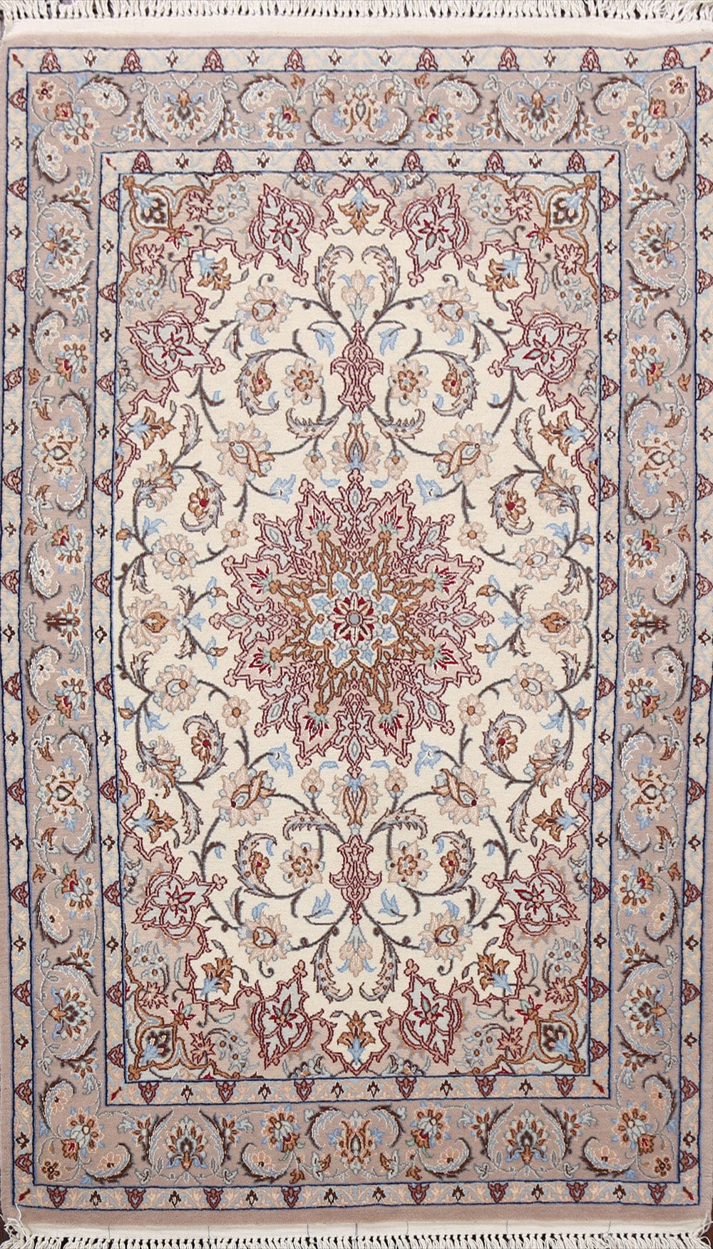 Vegetable Dye Wool/ Silk Floral Isfahan Persian Area Rug 3x4