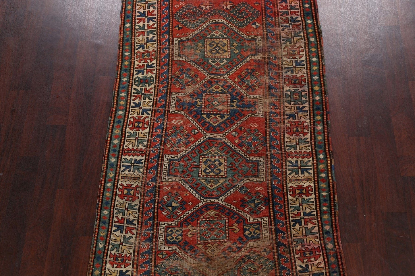 Pre-1900 Antique Vegetable Dye Caucasian Oriental Area Rug 4x8