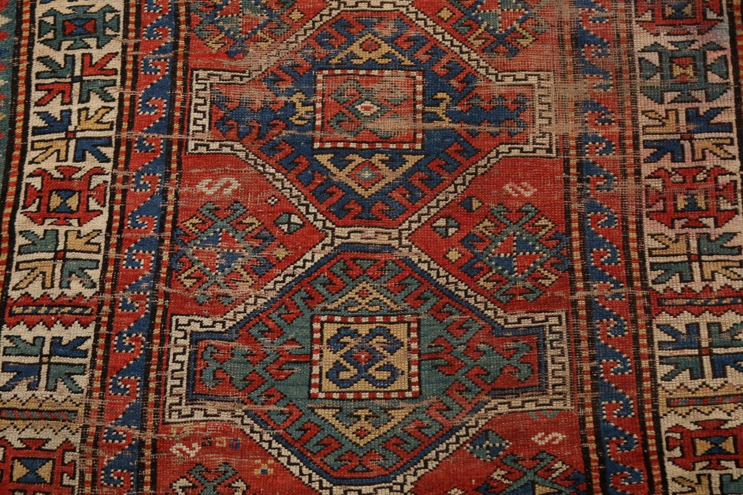 Pre-1900 Antique Vegetable Dye Caucasian Oriental Area Rug 4x8