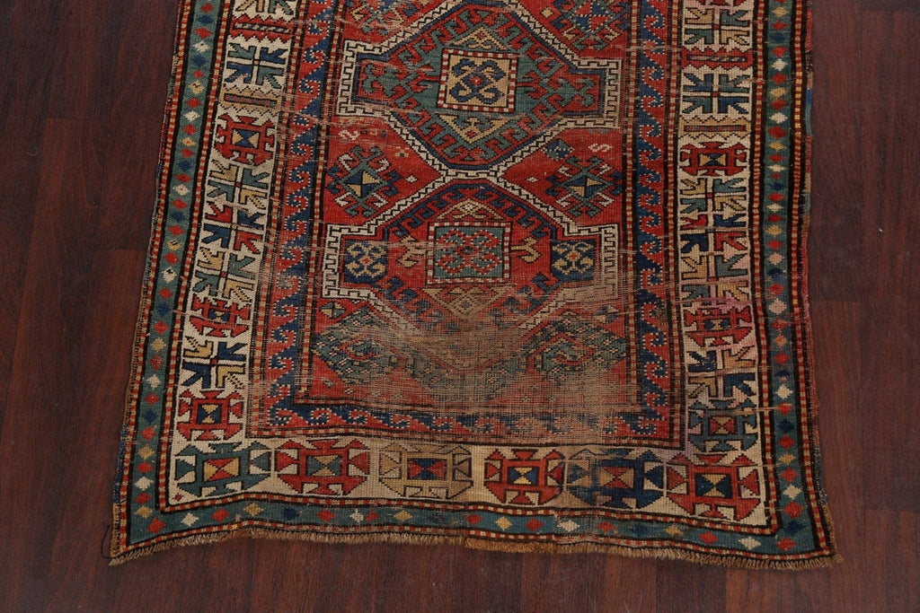 Pre-1900 Antique Vegetable Dye Caucasian Oriental Area Rug 4x8