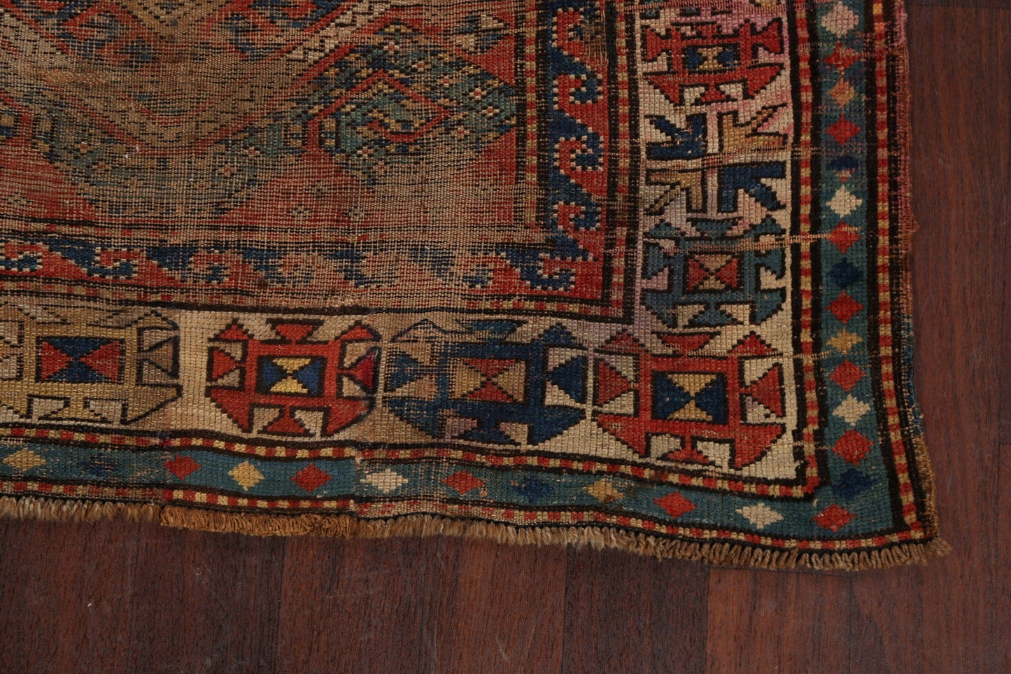 Pre-1900 Antique Vegetable Dye Caucasian Oriental Area Rug 4x8