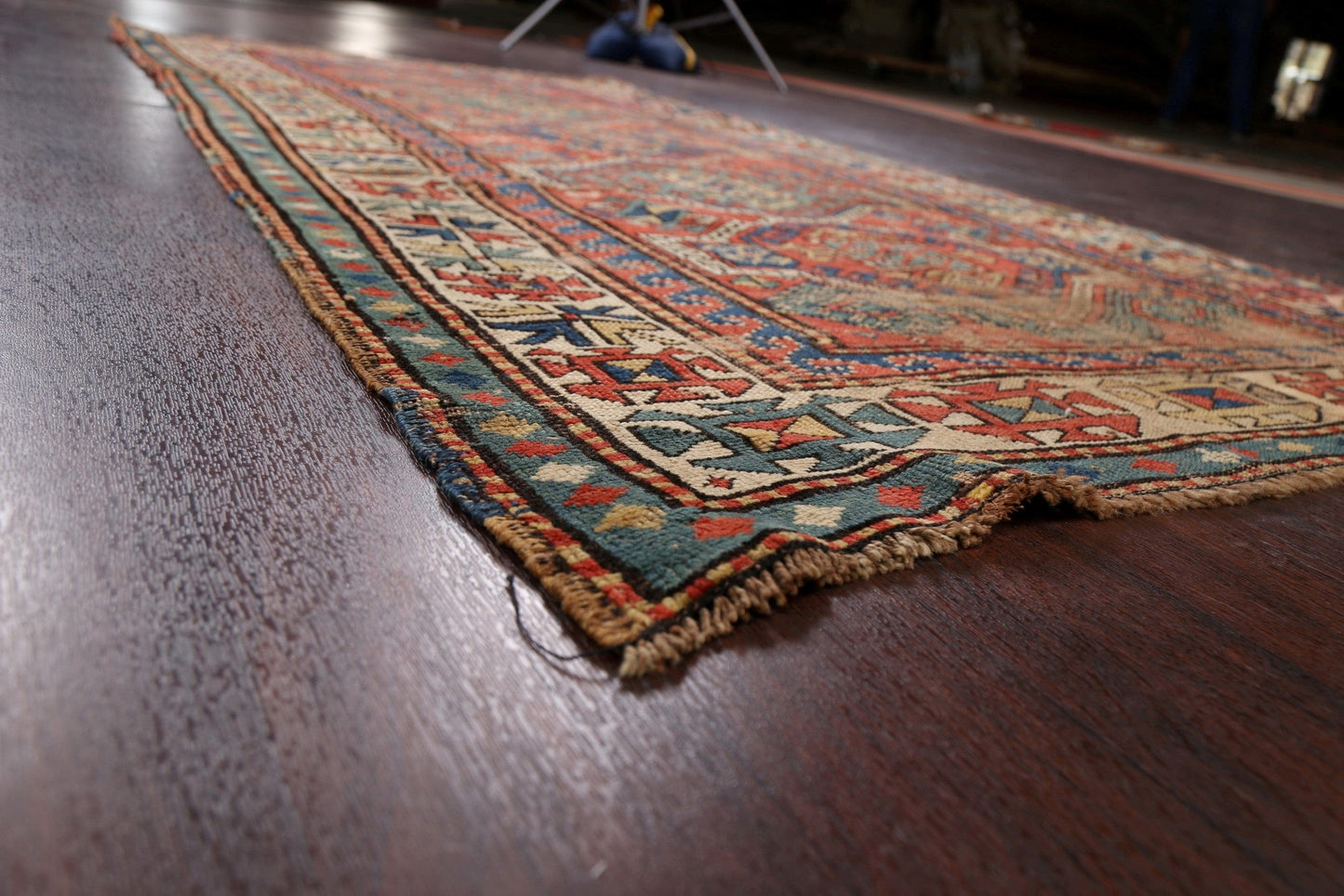 Pre-1900 Antique Vegetable Dye Caucasian Oriental Area Rug 4x8