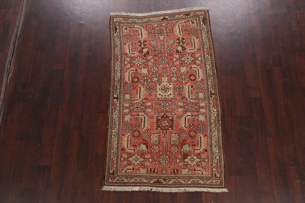 Pre-1900 Antique Geometric Heriz Persian Area Rug 4x6