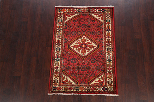 Geometric Hamedan Persian Area Rug 4x5