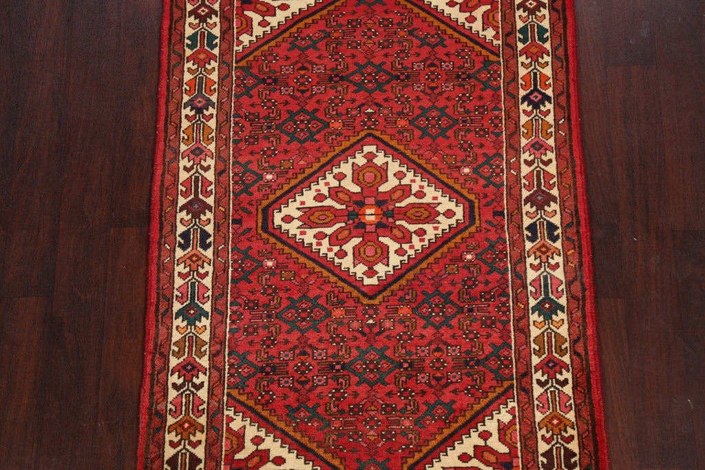 Geometric Hamedan Persian Area Rug 4x5