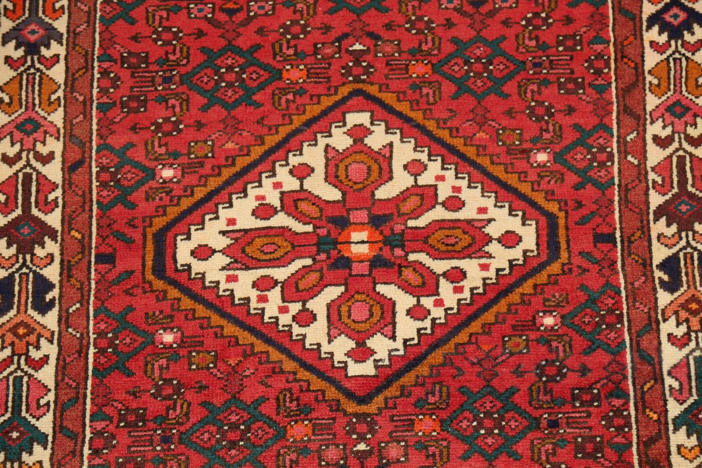 Geometric Hamedan Persian Area Rug 4x5