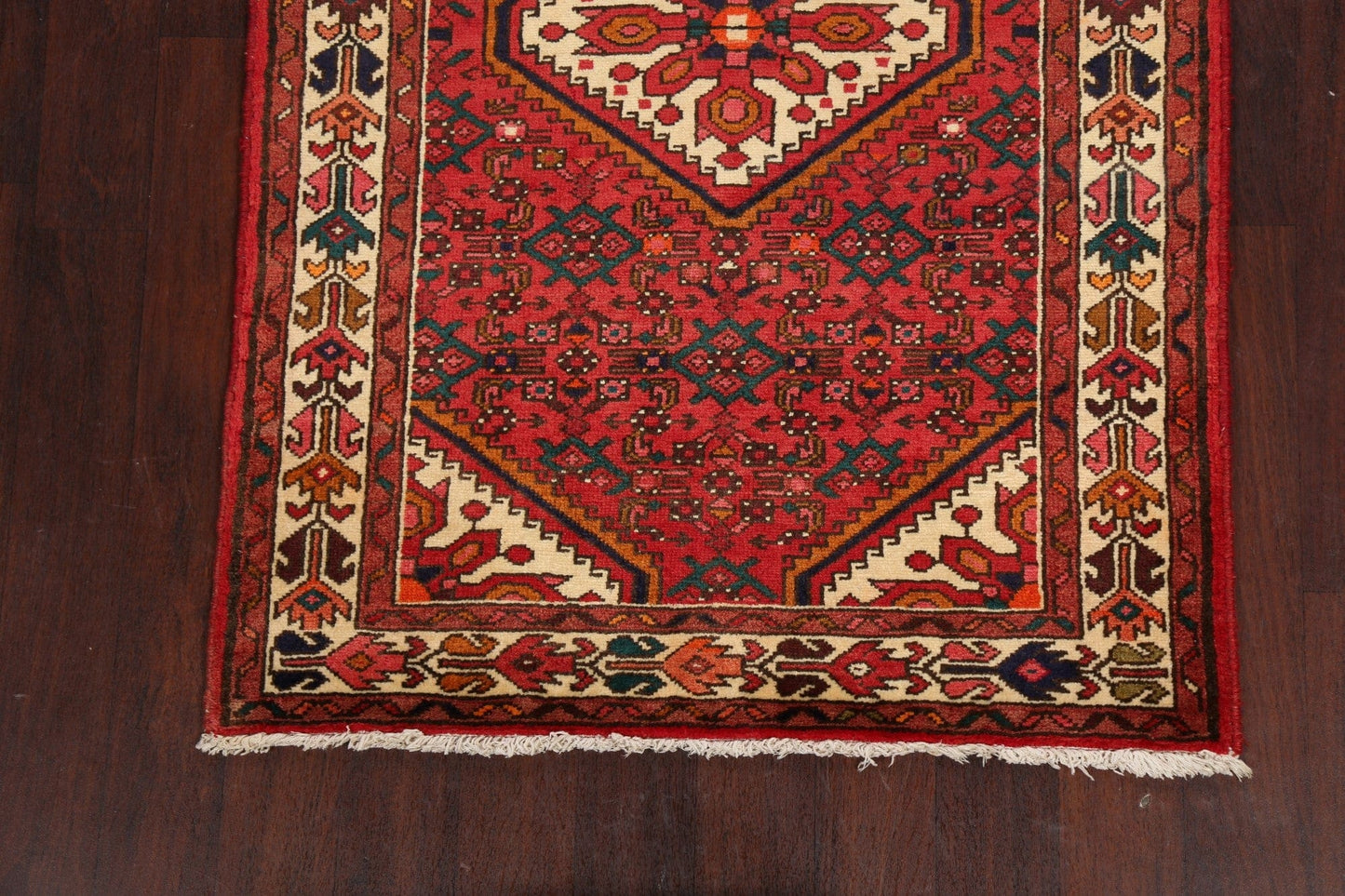 Geometric Hamedan Persian Area Rug 4x5