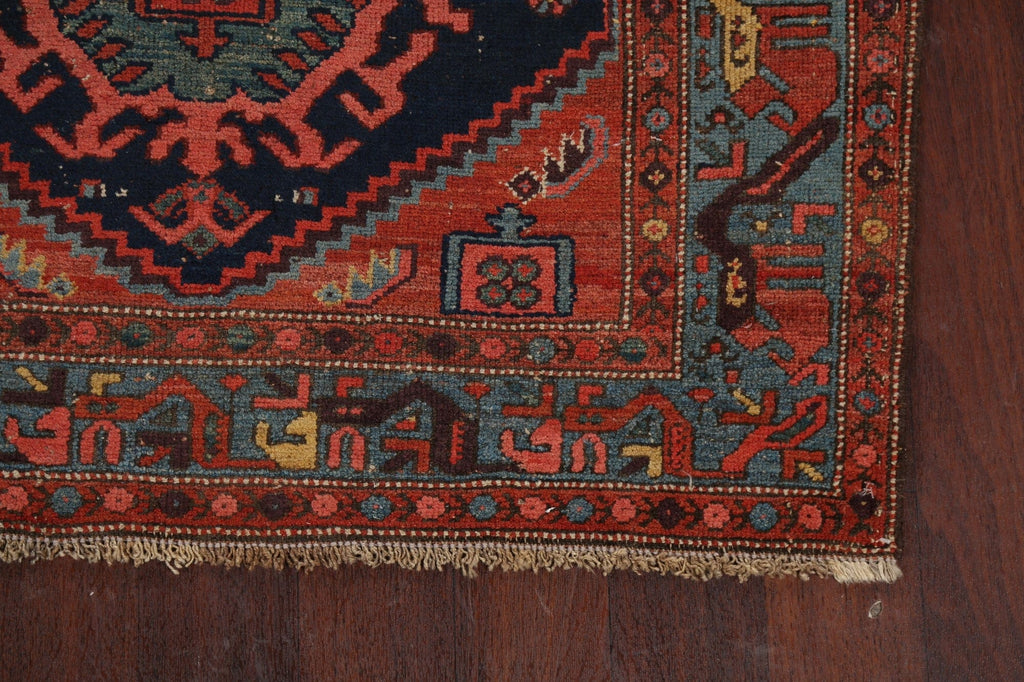 Vegetable Dye Antique Bidjar Halvaei Persian Area Rug 4x6