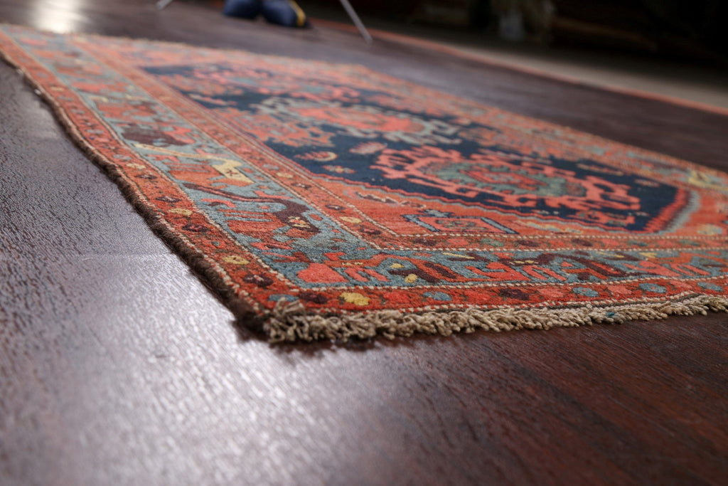 Vegetable Dye Antique Bidjar Halvaei Persian Area Rug 4x6