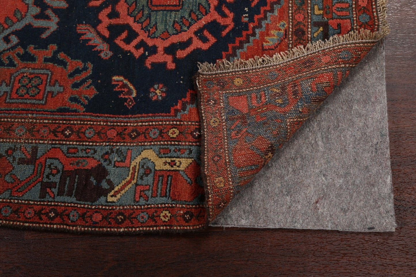 Vegetable Dye Antique Bidjar Halvaei Persian Area Rug 4x6