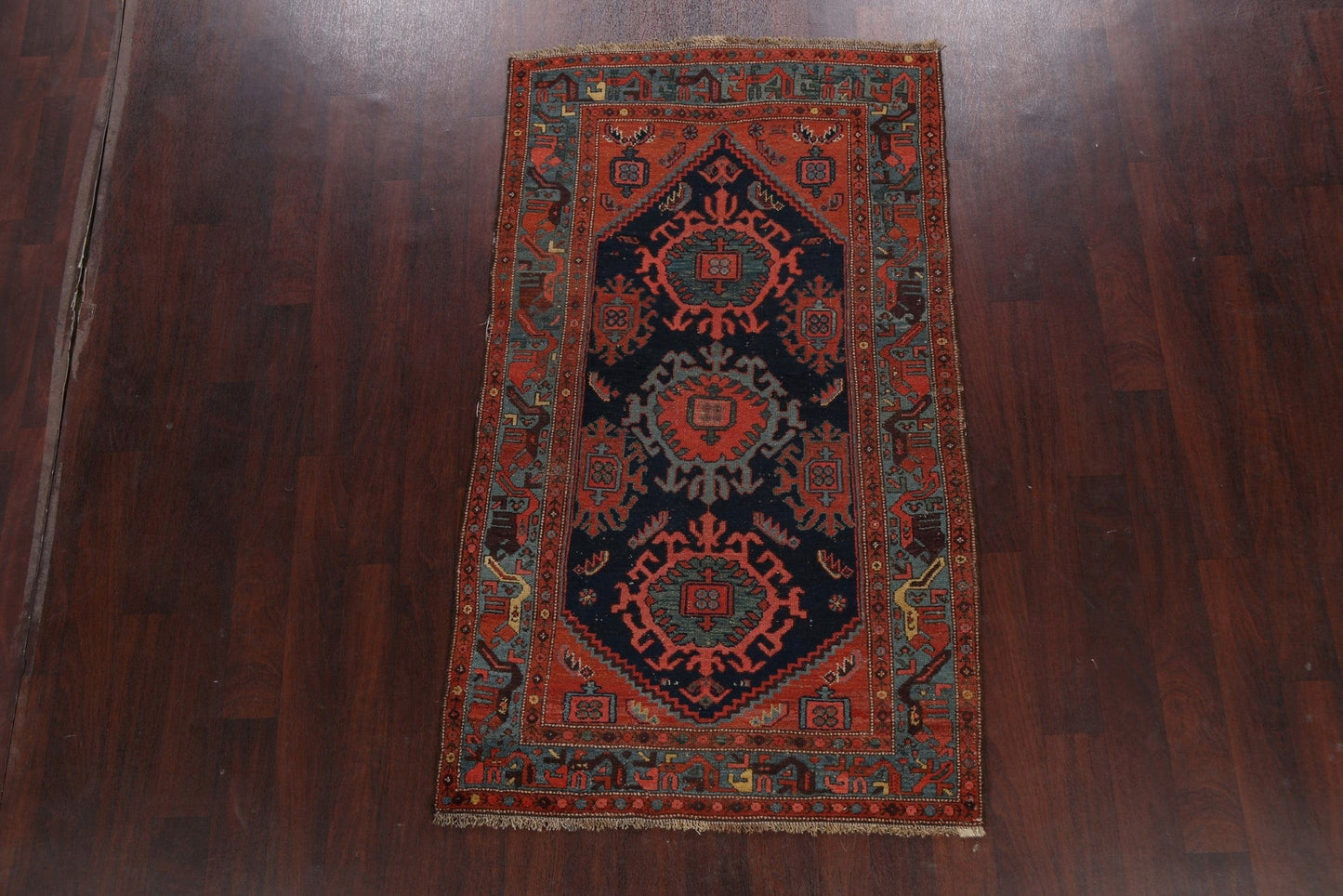 Vegetable Dye Antique Bidjar Halvaei Persian Area Rug 4x6