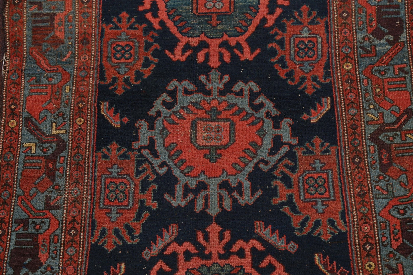 Vegetable Dye Antique Bidjar Halvaei Persian Area Rug 4x6