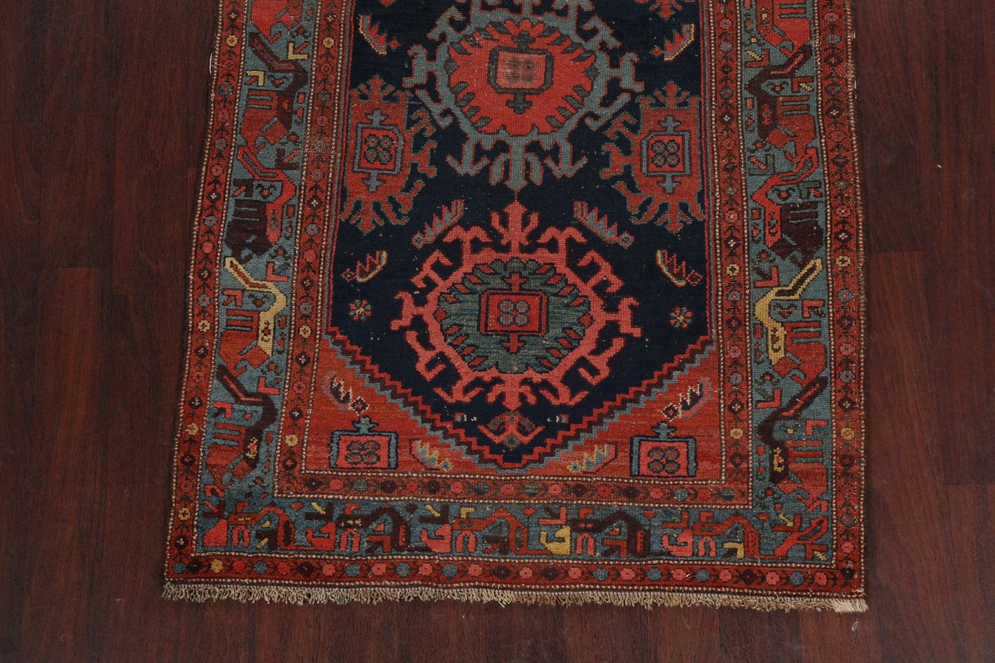 Vegetable Dye Antique Bidjar Halvaei Persian Area Rug 4x6